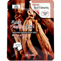 3W Clinic Антиоксидантная тканевая маска для лица «Свежий женьшень» Fresh Red Ginseng Mask Sheet (1 шт х 23 гр)