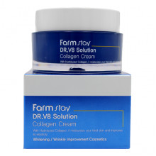 Farm Stay Антивозрастной отбеливающий крем с коллагеном для лица DR-V8 Solution Collagen Cream (50 мл)